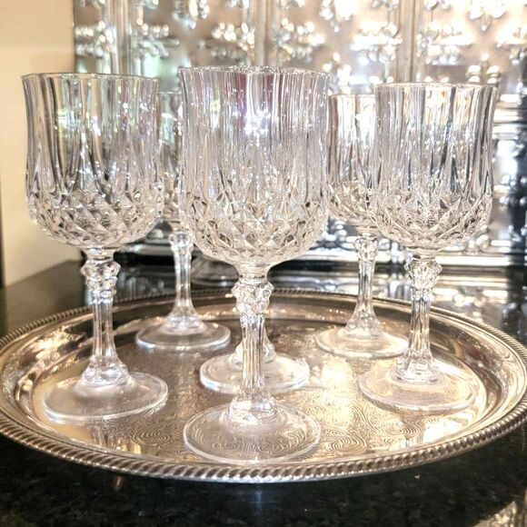 Cristal d'arques Fine Lead Crystal SIX (6) Longchamp 25cl Wine Glasses VTG Excel - Picture 6 of 14